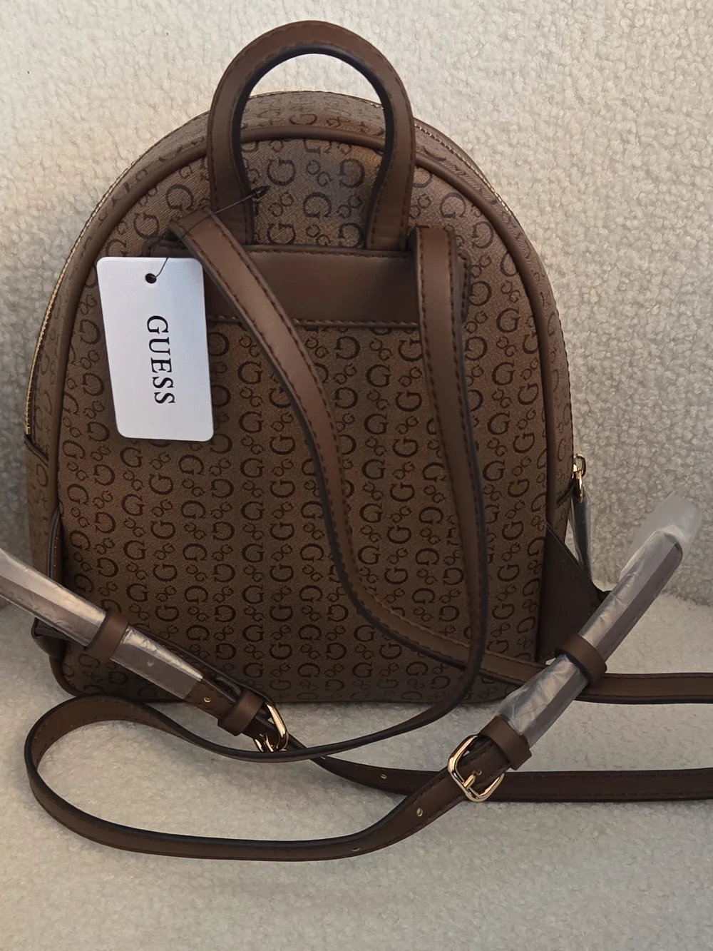 GUESS Brown Logo Mini Backpack - Compact Men’s Bag